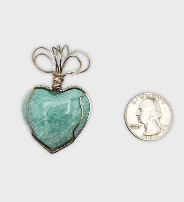 Amazonite Heart with Sterling Silver Wrap
