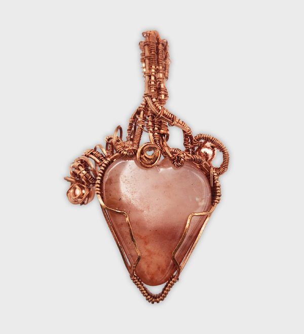 Clear Agate Heart with Iron Inclusions
