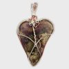 Red & Green Moss Agate Heart in a Copper and Sterling Silver Wrap