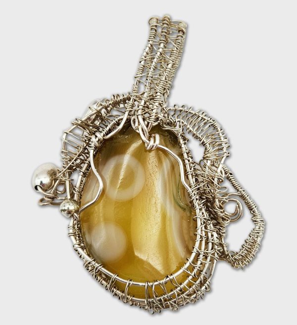 Orbicular Banded Agate wrapped in Sterling Silver